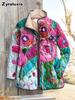 Women's Padded Cotton Jacket Floral Digital Print Women's Cotton Jacket