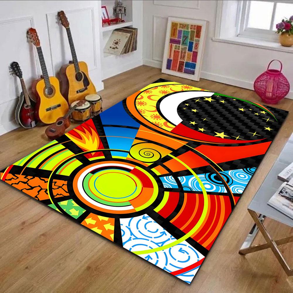 Colorful Geometric Abstract Design Patterned carpet, non slip mat suitable for living room and bedroom sofas
