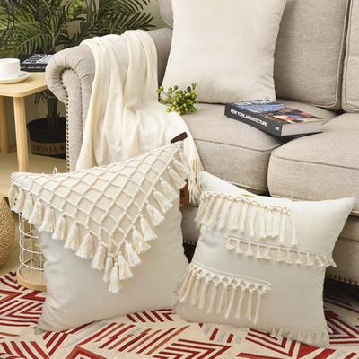 Federa con frange e cerniera nascosta, forma quadrata, stile bohémien, decorazione per divano da ufficio, soggiorno, camera da letto