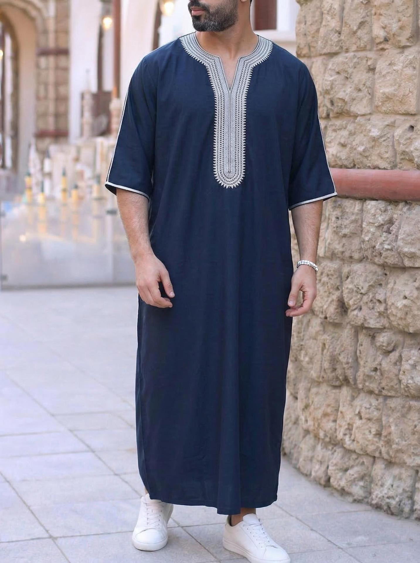 

African Ethnic-Style Men s Long Grey Formal Robe (2026 Edition) XL