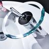 Waterfall Bathroom Sink Faucet 1 Handle Single Hole Glass Basin Tap Water Switch