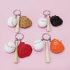 Baseball Keychain Pendant Zinc-Iron Alloy Wood Faux Leather Baseball Bat Cap Team Gift Baseball Fan Accessory