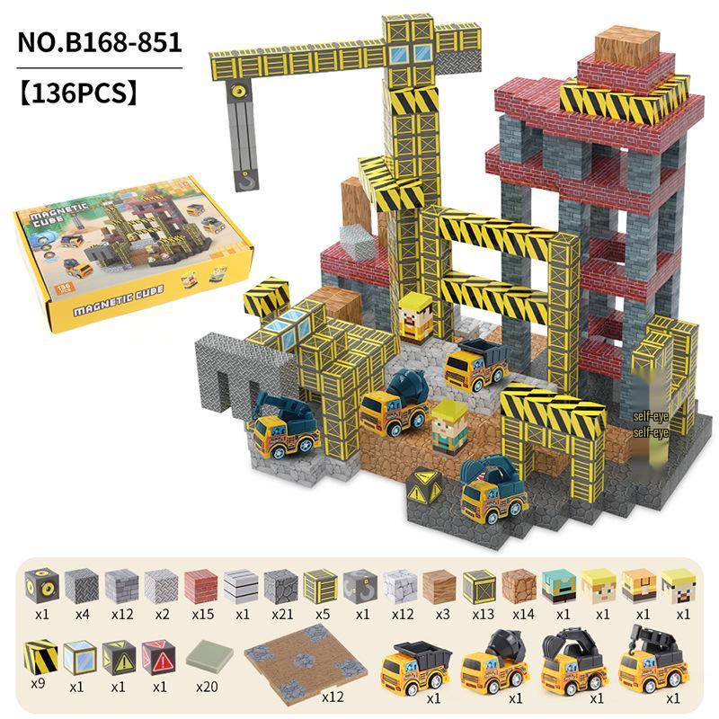 2.0cm DIY Magnetic Building Blocks with Lights - Magnetic Cubes Military Engineering Farm Set