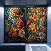 Stained Church Glass Film Flower Magnolia Privacy Windows Film Static Cling Frosted Bathroom Window Sliding Door Stickers