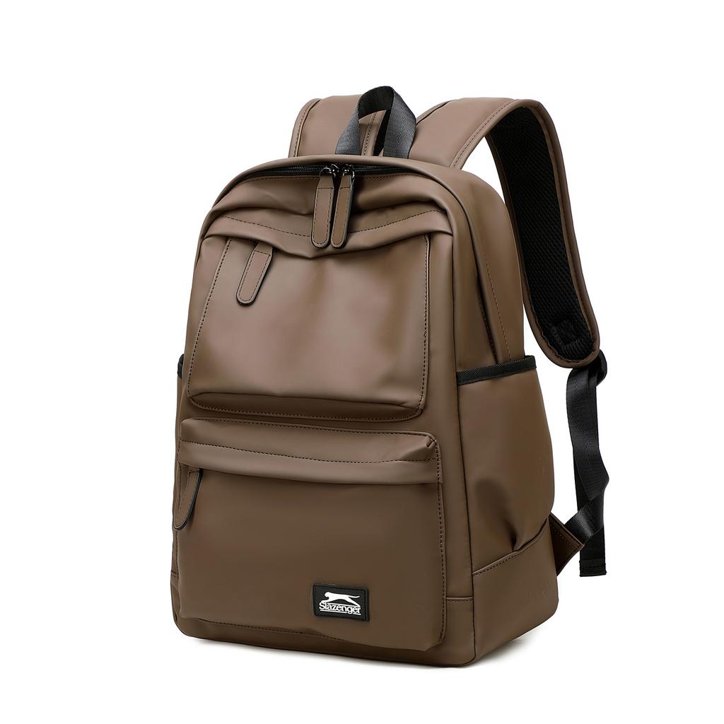 New Slazenger PU Travel Bags Backpack Unisex Obsidian Black/Maillard Style Brown SLA1838-X