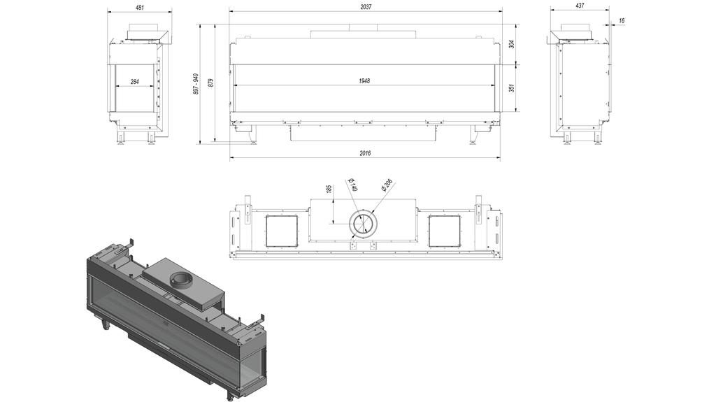 Gas Fireplace KRATKI LEO 200 Right-sided Propane Butane FI 130/200 14 kW