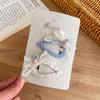 Bunny Blue Series Handmade Bow Button Hair Clip - Elegant Hair Accessory for Girls
