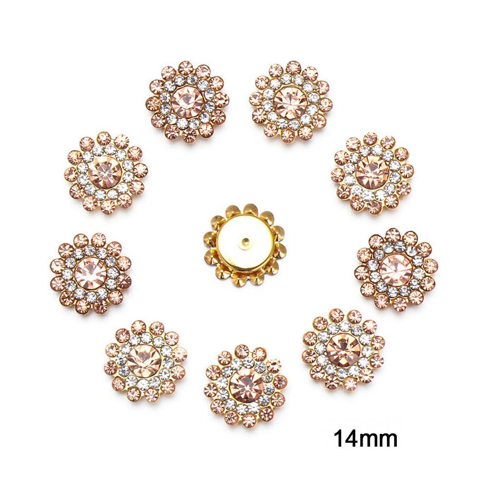 10PCS 16mm Rhinestone Snowflake Buttons DIY Craft Flatback Plating Pearl Buckle Clothing Decoration Hairpin Accessories