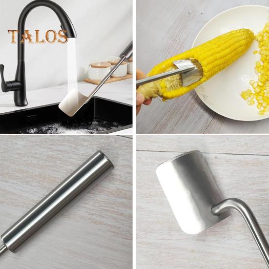 Nástroj na loupání kukuřičných klasů z nerezové oceli Magic Corn Stripper Snadná řezačka kukuřice s dlouhou rukojetí Ostrá čepel Kuchyňský gadget pro domácí a restaurační použití
