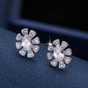 Elegant European Sunflower Stud Earrings with Rhinestones In Gold-Plated Copper for Women
