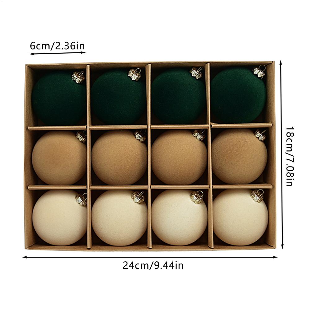Velvet Ball Christmas Ornament 12 Pieces Tree Ornament Flocking Balls Christmas Tree Decoration with Tree Pendants Party Others зелёный