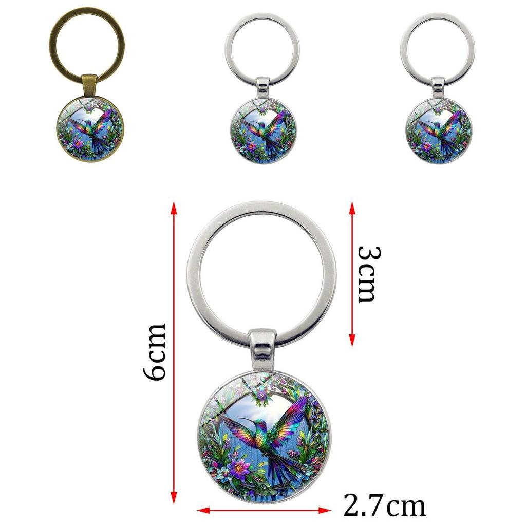 Colorful Hummingbird Gemstone Keychain Pendant Stylish Metal Keyring Creative Gift