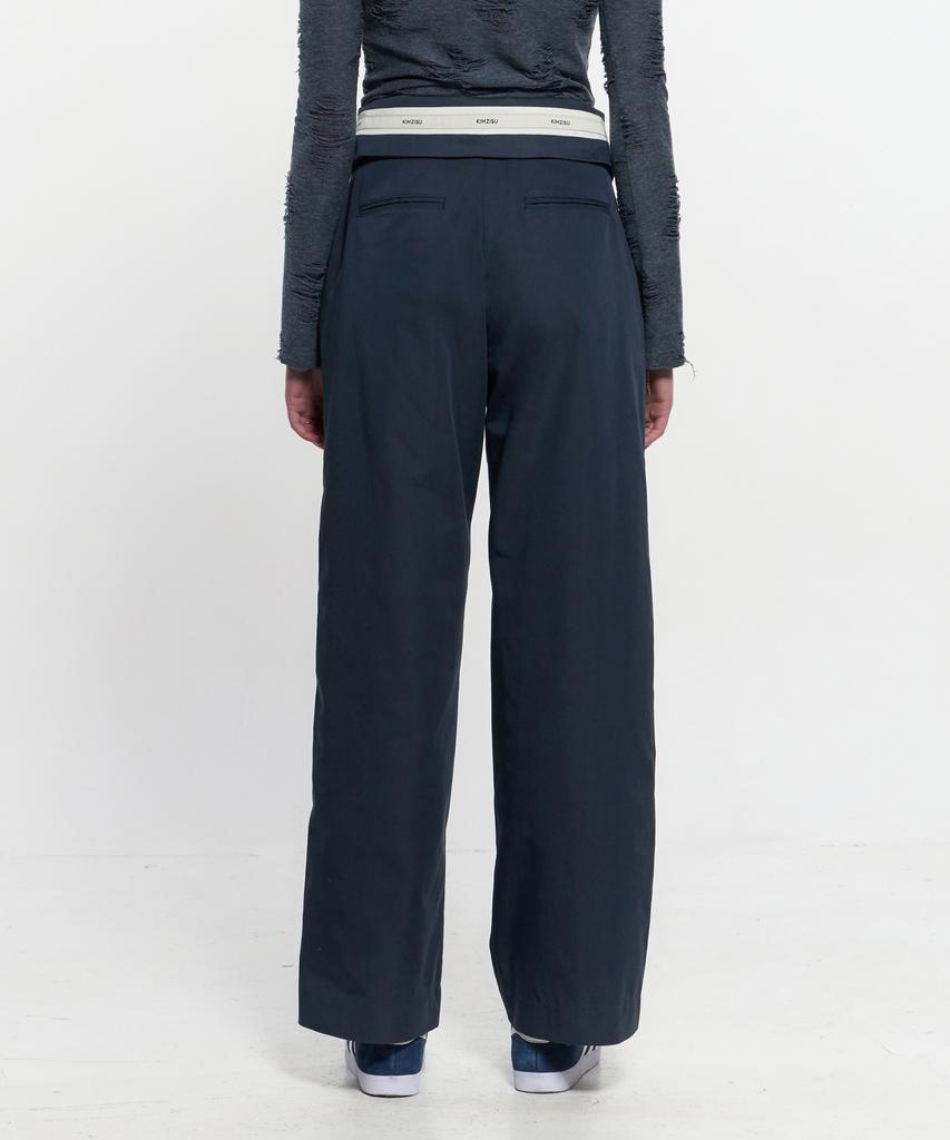 Kimjisu Fold Over Wide Slacks _ Navy