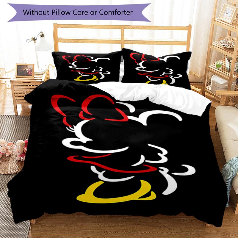 3pcs Minnie Bedding Set Duvet Cover Closure Includes 1 Duvet Cover & 2 Pillowcases, Soft and Comfortable for All Seasons.