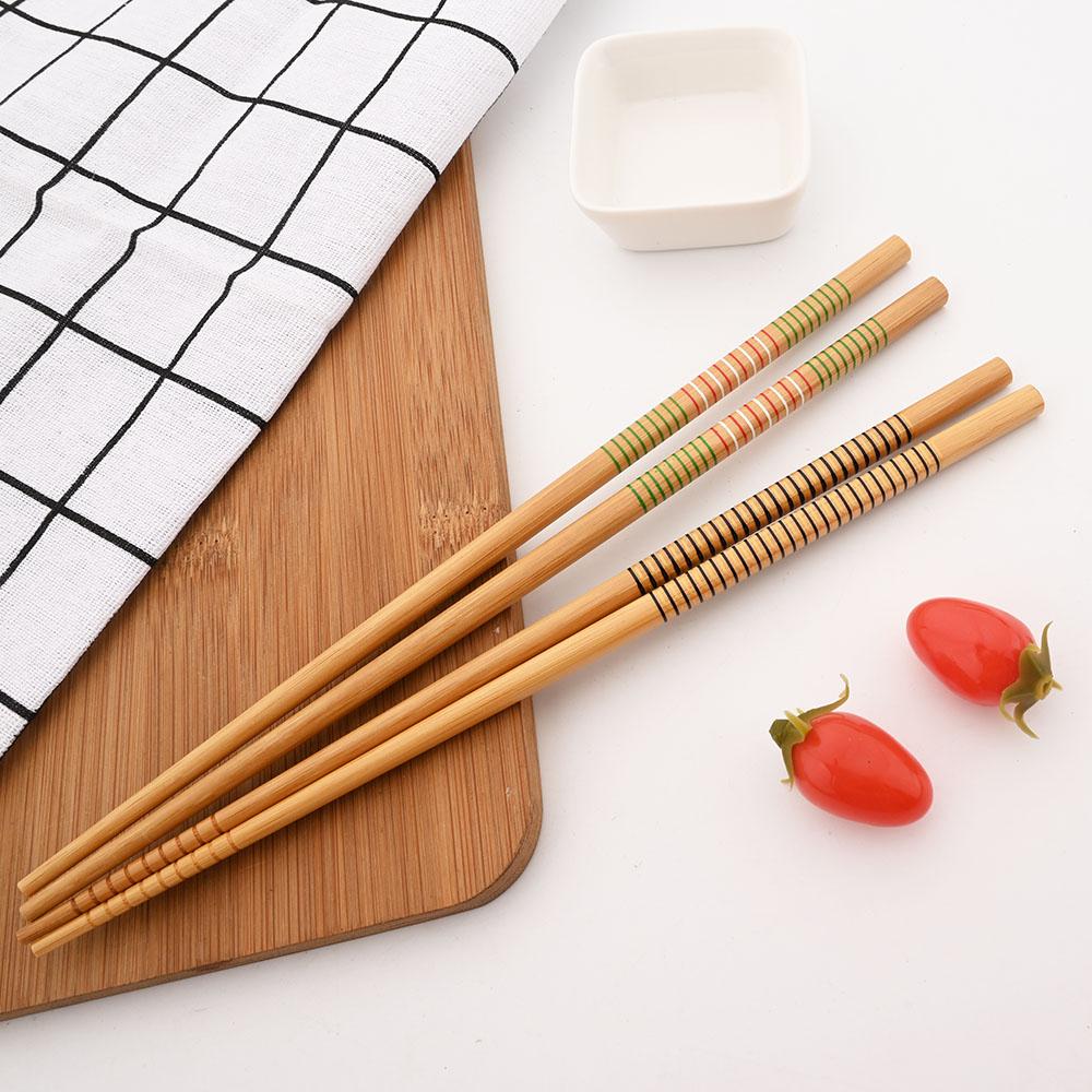 Opakovaně použitelná sada 5 párů Ručně vyráběné bambusové hůlky v japonském stylu Přírodní dřevěné hůlky Sushi Jídlo Kočičí květina Vícebarevné dřevěné hůlky