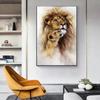 Skandinaviska Lions Head to Head Gul lejoninna Canvasmålning Posters Prints Väggkonstbilder för vardagsrumsinredning Cuadros