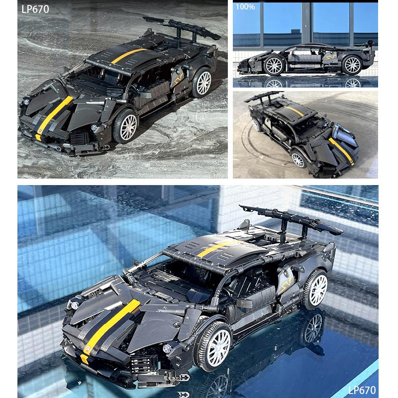 Technical Lamborghinied Bat Sports Car Building Blocks Carbon Fibre Assemble Model Vehicle Bricks Kids Toys Christmas Gifts