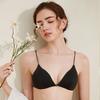 French Sexy Underwear Women's Front Buckle Triangle Cup Without Steel Ring Bra Thin Cotton Thin Shoulder Strap Beautiful Back Underwear Set Bra