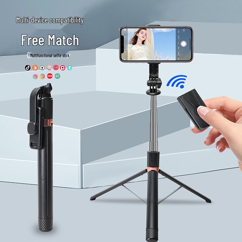 Bluetooth Selfie Stick with Fill Light and Portable Tripod Stand
