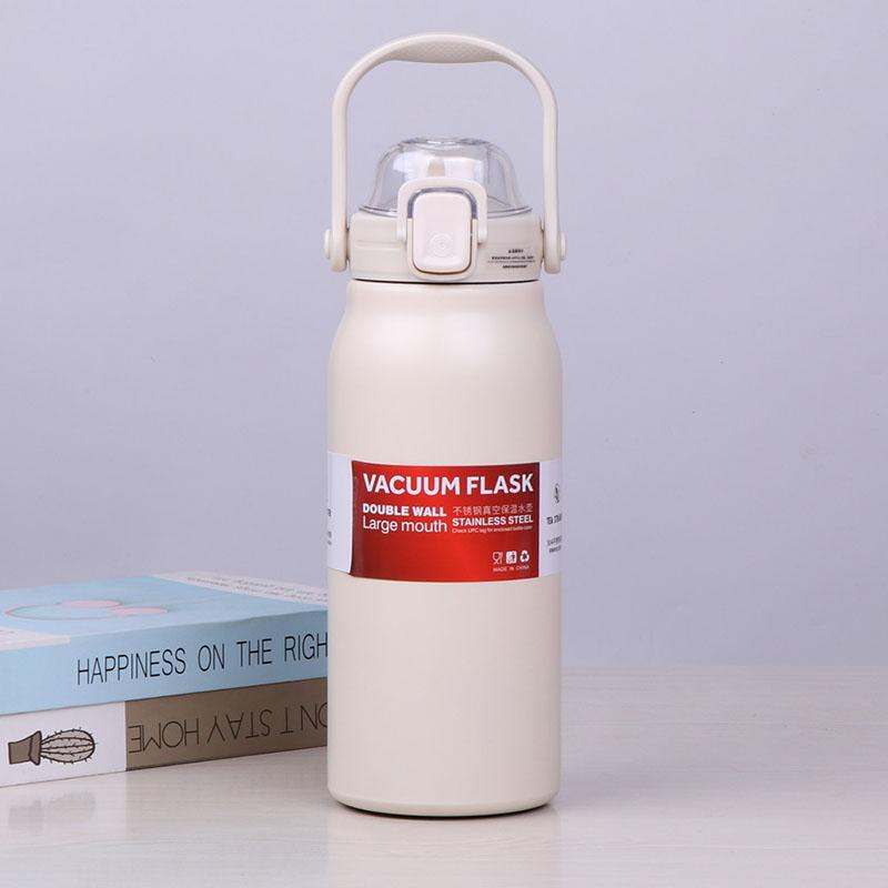 900ML/1300ML Straw Thermos Cup Water Bottle Large Capacity Thermos Bottle Stainless Steel Vacuum Water Flask Insulated Cup 900ml белый