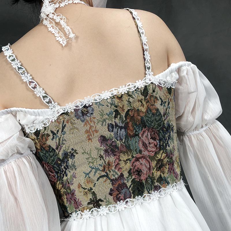 Damen Französische Retro Spitze zum Schnüren Camisole Body Korsett