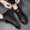 Men Boots SpringAutumn British Wind High Top Waterproof Casual Shoes Black Leather Platform MotorcycleBoots Zapatillas De Hombre