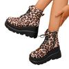 New Popular Women's Shoes Plus Size Ankle Women's Boots Platform Modern Boots Women Leopard Side Zip Front Lace-up Wedges Shoes