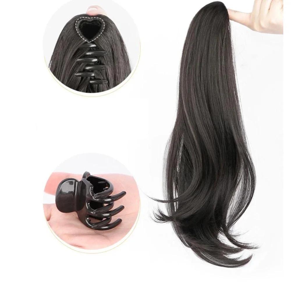 Синтетический Модный Элегантный 45см Натуральный Пушистый Кудрявый Плетеный Высокий Хвост Захват Клипса Парик Красотка Бокс Длинный Волнистый Искусственный Хвост