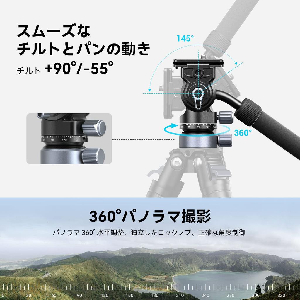 Upgraded SmallRig Tripod Video Fluid Head with Detachable Pitch and Horizontal Leveling Base Angle Quick Release Lightweight Aluminum Alloy Up to 4kg