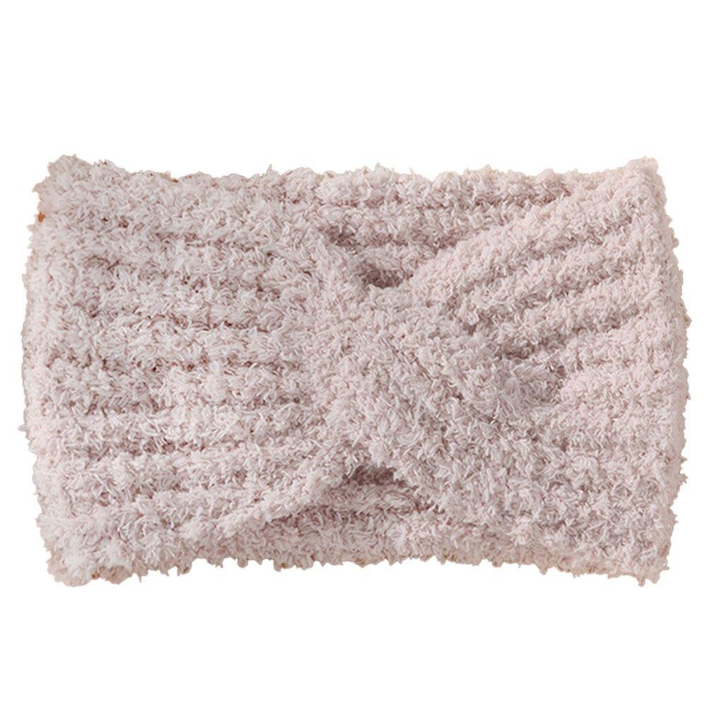 

Knitting Autumn and Winter Faux Velvet Plush Headbands Women Hairbands Cross-knotted Headwear рожевий