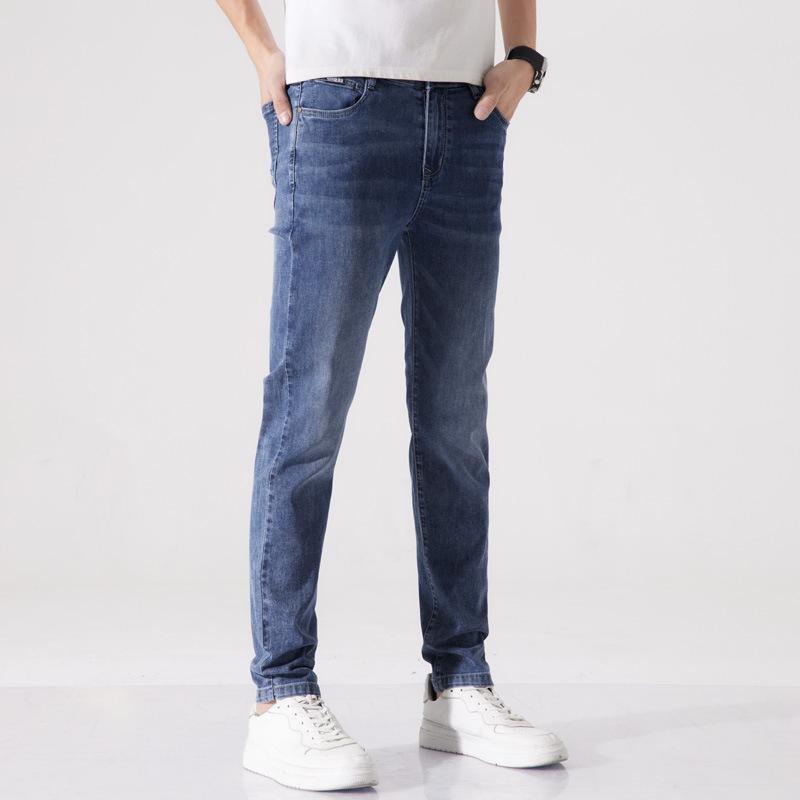 Spring and Summer New Style Men's Fashionable Versatile Slim Feet Elastic Jeans Trousers Men