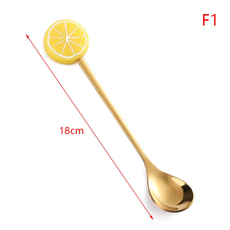 Stainless Steel Spoon Fork Cartoon Fruit Macaron Dessert Spoons Fruit Forks Kids Set Kitchen Accessories