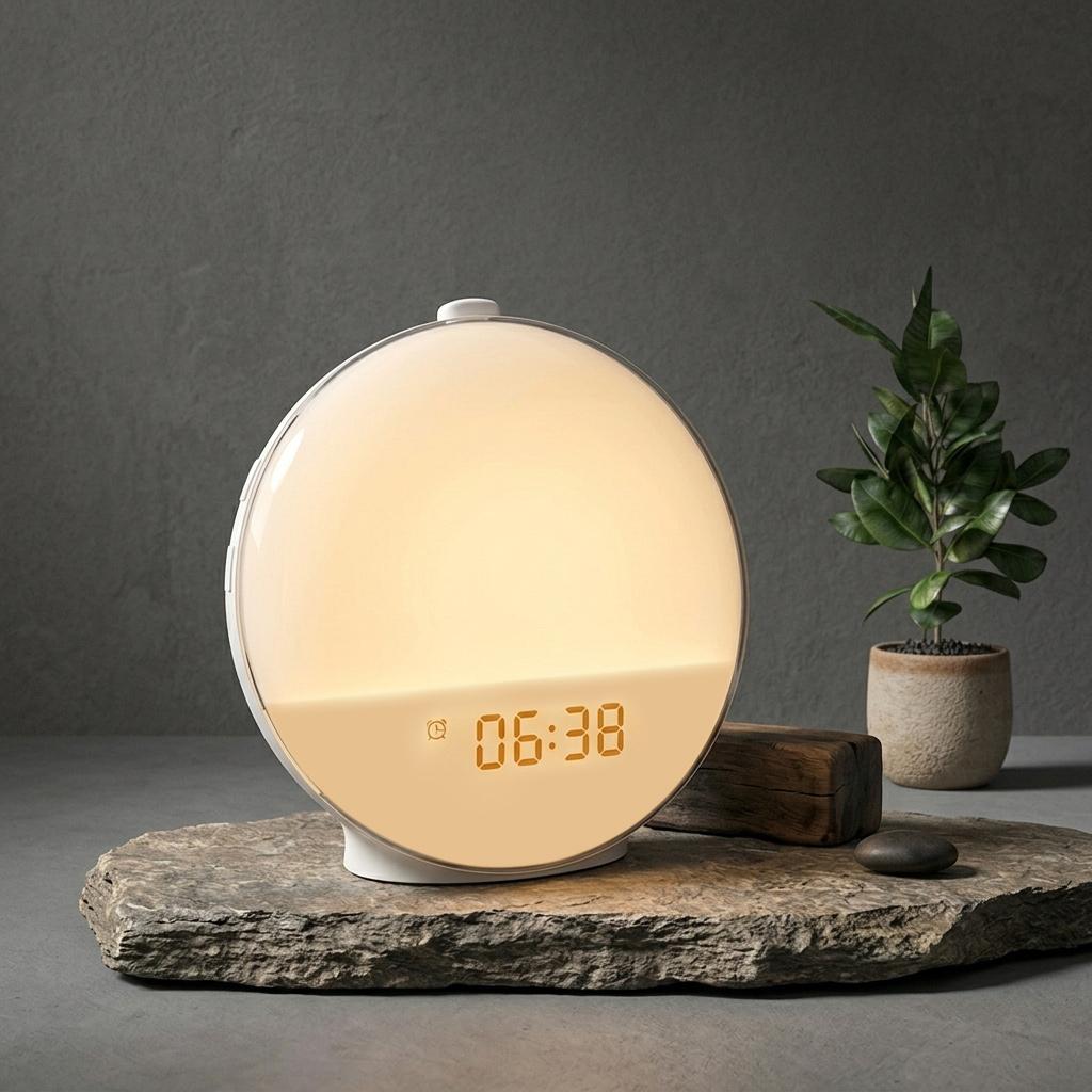 Sunrise Simulation Alarm Clock Wake Up Light 7 Natural Sounds 8 Sleep Music FM Radio Dual Alarms Snooze Colorful RGB Ambient Light