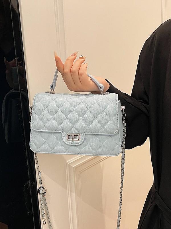 2024 Women's Fashion Diamond Pattern Chain Crossbody Bag - High-End Small Square Handbag