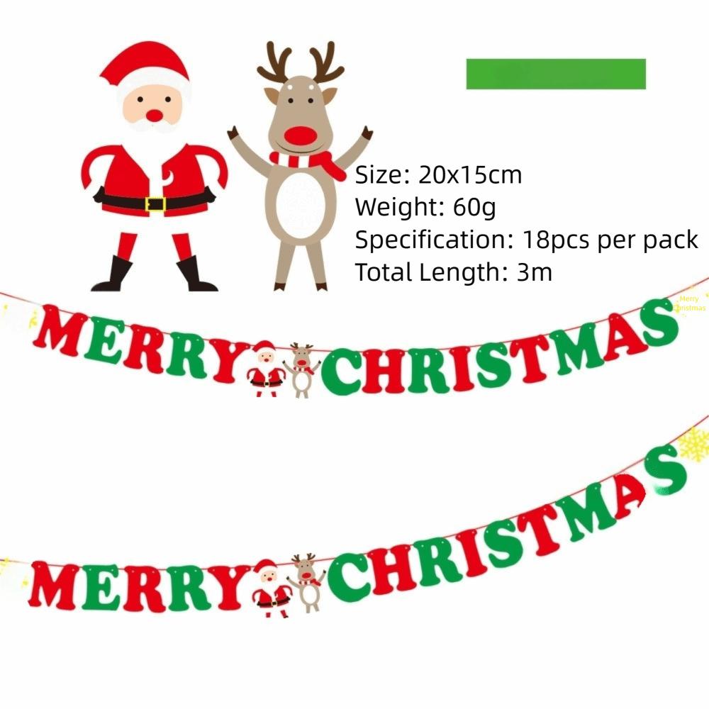 Paper Christmas Flag Christmas Theme Background Wall Xmas Hanging Ornament DIY Santa Claus Hanging Bunting Shopping Mall Decor
