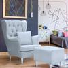 Gaja Wing Chair with Footstool Scandinavian Family Furniture Pigeon Ash