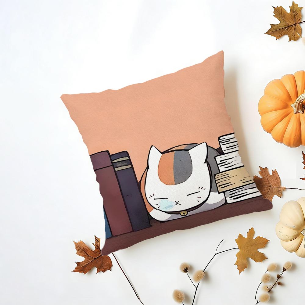 NNyankosensei Cushion Cover Washable Linen Pillowcase Soft for Daily Sofa Bed Home Room Decor