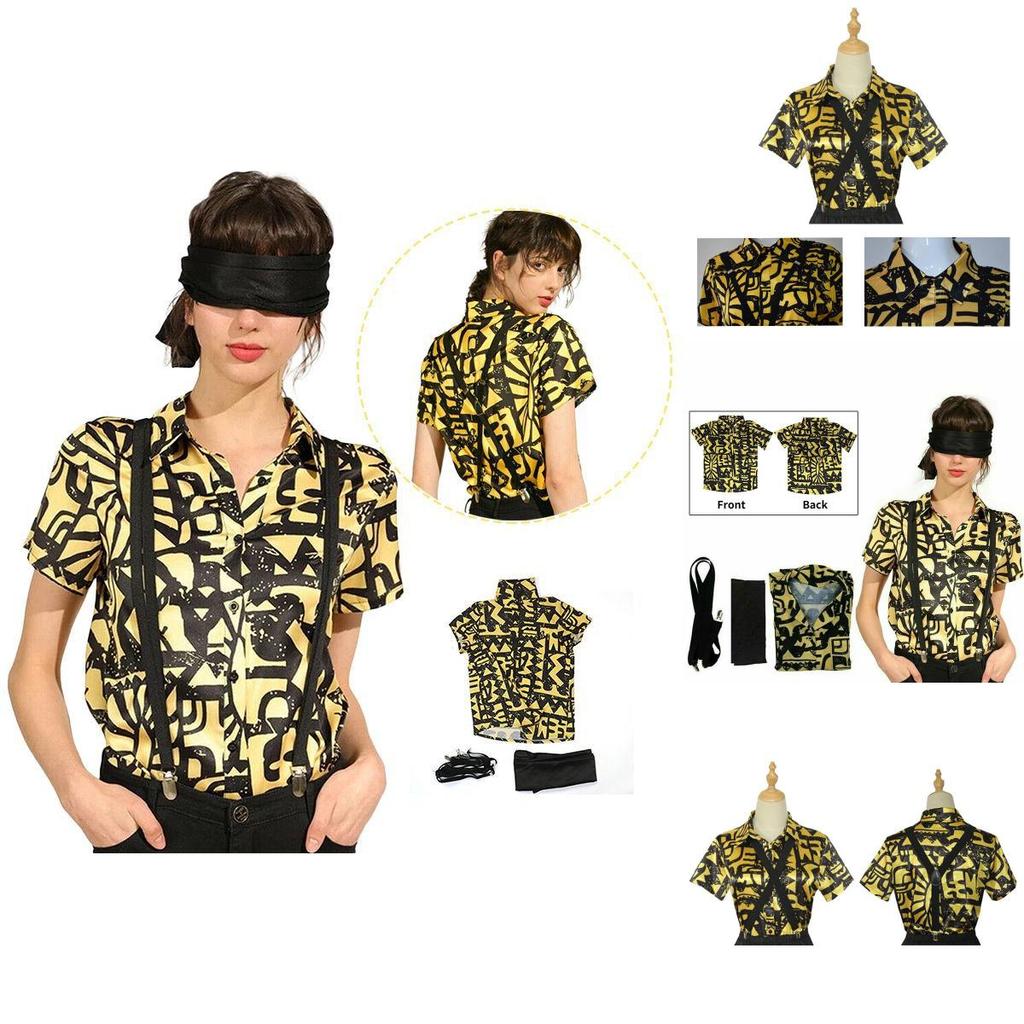 Girls Halloween Cosplay 3 Eleven Costume Shirt Straps Blindfold