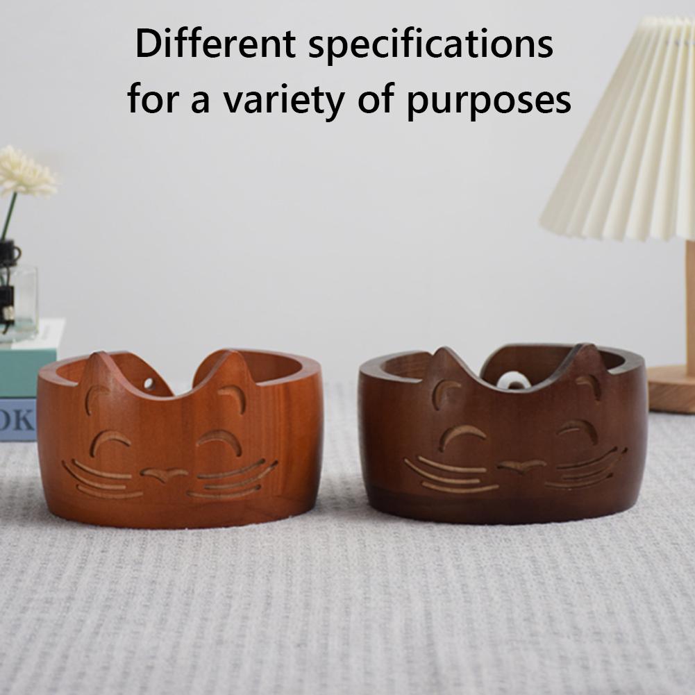 Wooden Yarn Bowl Yarn Storage Bowl Portable Knitting Yarn Bowl Cat Shaped Yarn Ball Organizer Multi-Function for Crochet Lovers