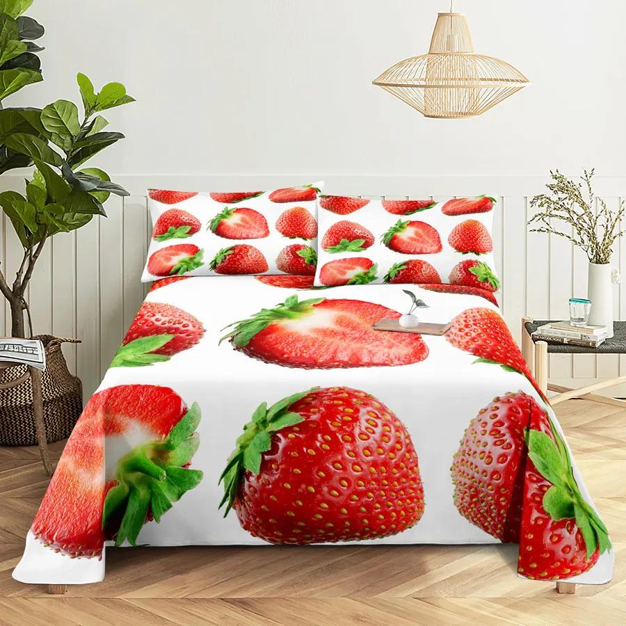Fruit Bed Sheet Set and Pillow Case Queen King Size Bedding Set Lemon Print Pillowcase for Double Twin Full Single Bed Free Ship