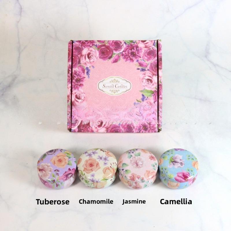 4Pcs/Box Scented Candle Set Gift Islamic Arabian Patterns Fragrance Candle Jar DIY Smokeless Couples Romantic Incense Candles