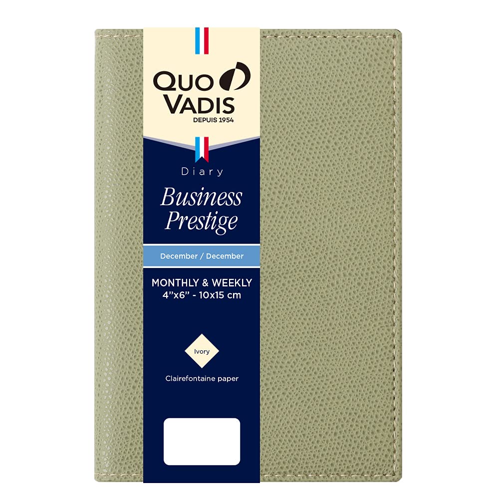 

Quo Vadis Planner Diary Starts December A6 10 x 15 Sage Green QUOVADIS qv28502sg [2025 Edition] Business Prestige/Club (Weekly Vertical, 2024,