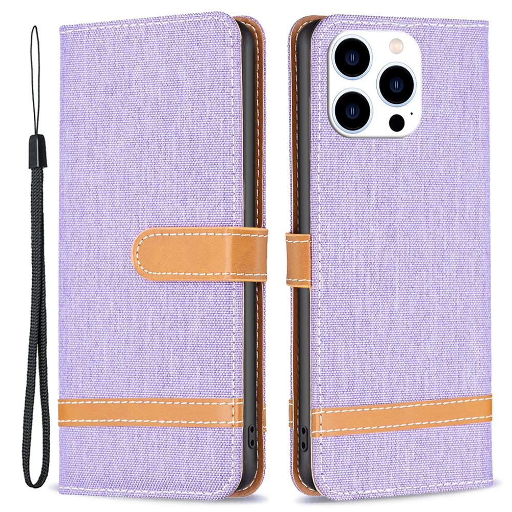 For iPhone 16 Pro Max Case Jeans Cloth Texture Leather Wallet Cover