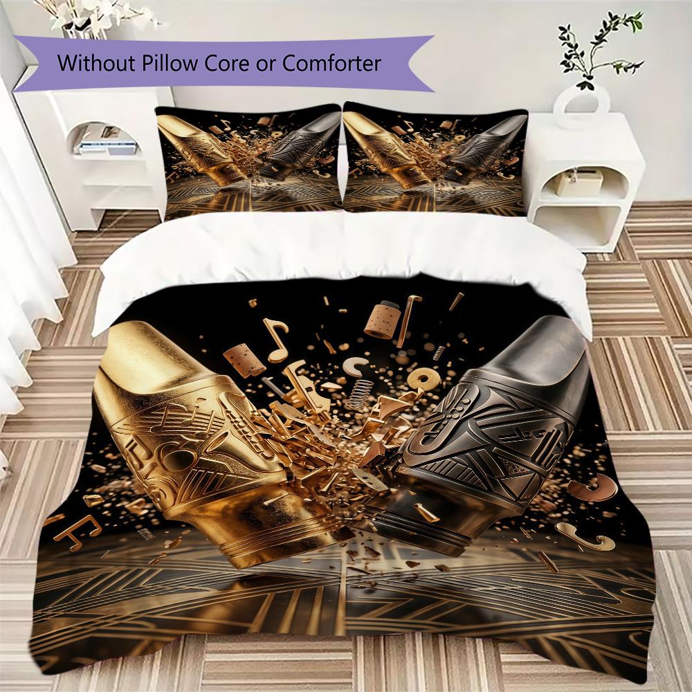Modern Rock Guitar Pattern Bedding uilt Set uilt Cover Pillowcase Home Decoration Birthday Gift (1 * duvet cover + 2 * pillowcase without core)