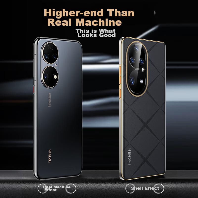 Gold-Plated Embroidered TexturePhone Case for Huawei P50 Pro, Full Protection Camera Lens, Ultra-Thin Shockproof Leather Case - Starry Black