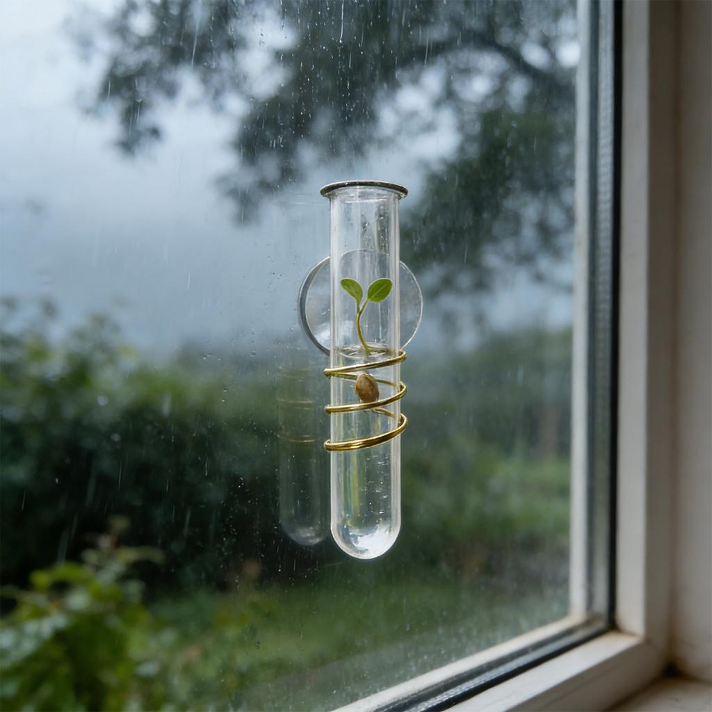Outdoor Garden Creative Suction Cup Rain Gauge, Wall-mounted Personalized Flower-watering Plastic Container