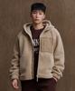 Chasecult Unisex Fleece Boa Hooded Zip-Up Jumper - Beige