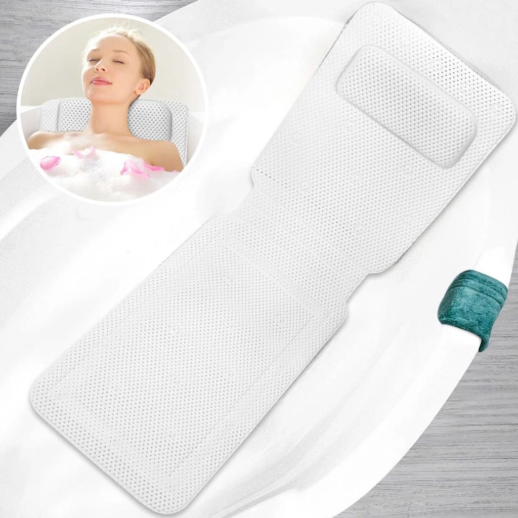 Bathtub Mat Full Body Bath Mat Pillow 30 Non-slip Shower Suction Cup Spa SPA Neck Head Neck Rest Massage Bathroom