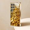 Gold-plated tempered glass phone case, compatible Galaxy S26 S25 S24 S23  S22 Ultra Plus. Adorned with elegant gold coin pattern