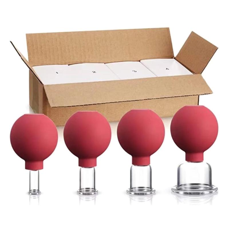 4 Stück Anti-Cellulite-Saugnapf Ventosa Silikon Ball Gläser Glas Vakuum Schröpfen Set Dosen Körper Gesicht Massagegerät Drop Shipping
